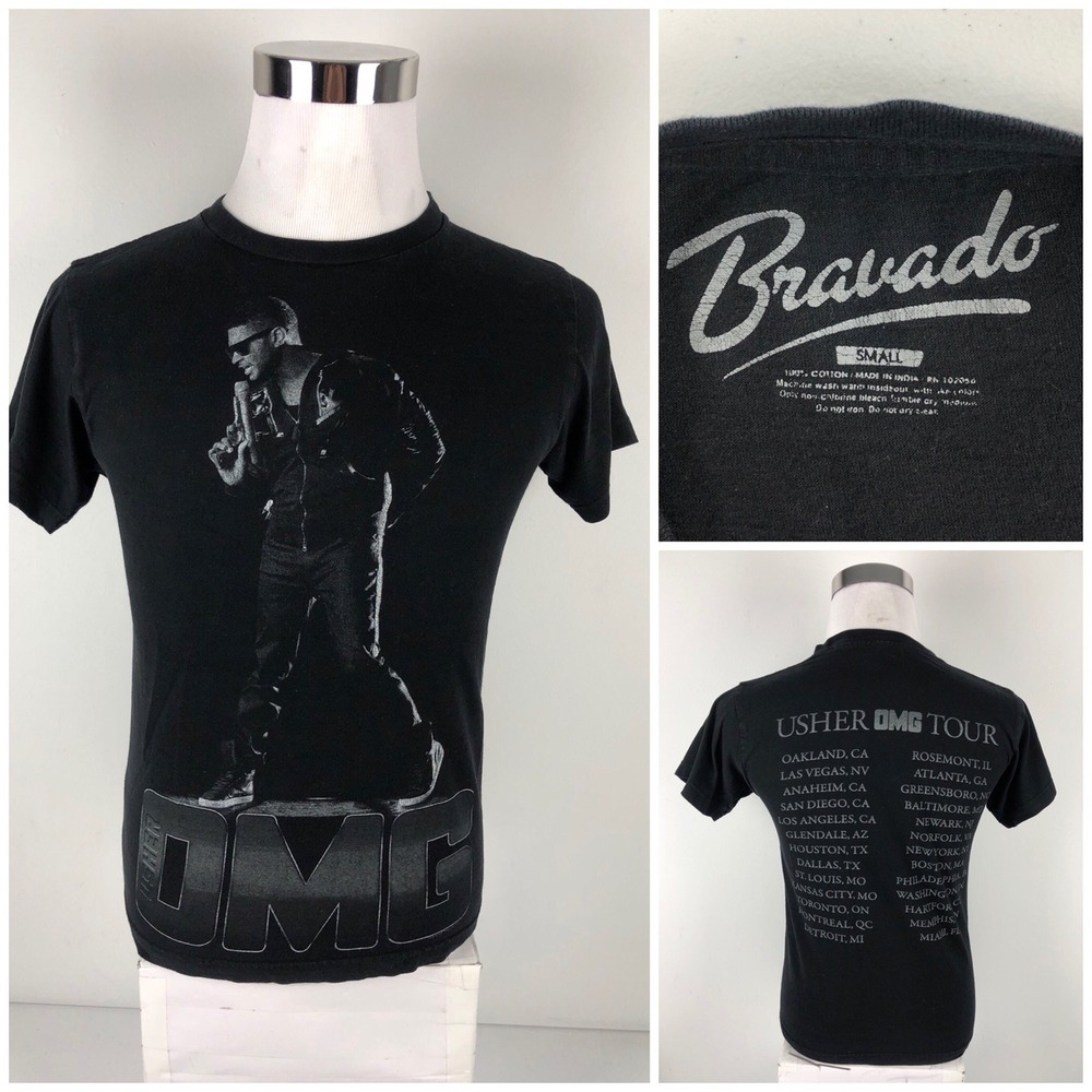 Usher OMG Mens Small Shirt Concert Bravado USA Tour 100% Cotton